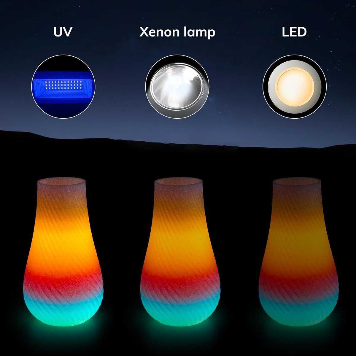 Amolen PLA Glow in the Dark Variety Pack (4x200g)