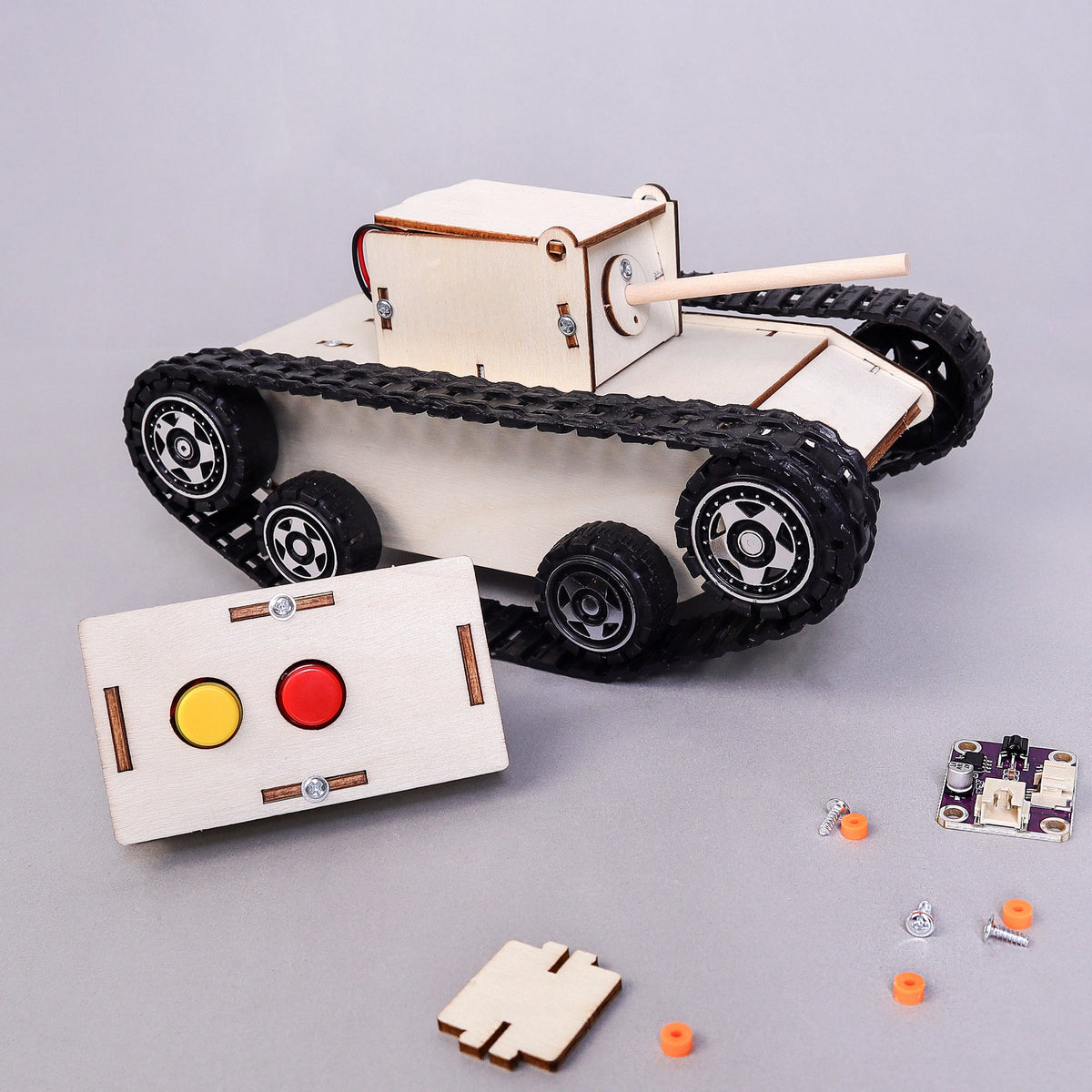 Kitsville Remote-Controlled Tank Building Kit — remote controller and tank
