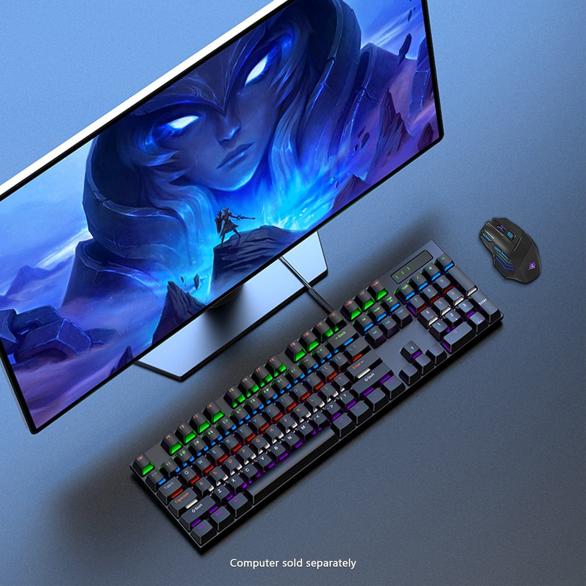 KB36 keyboard and mouse pictured beneath a monitor sold separately