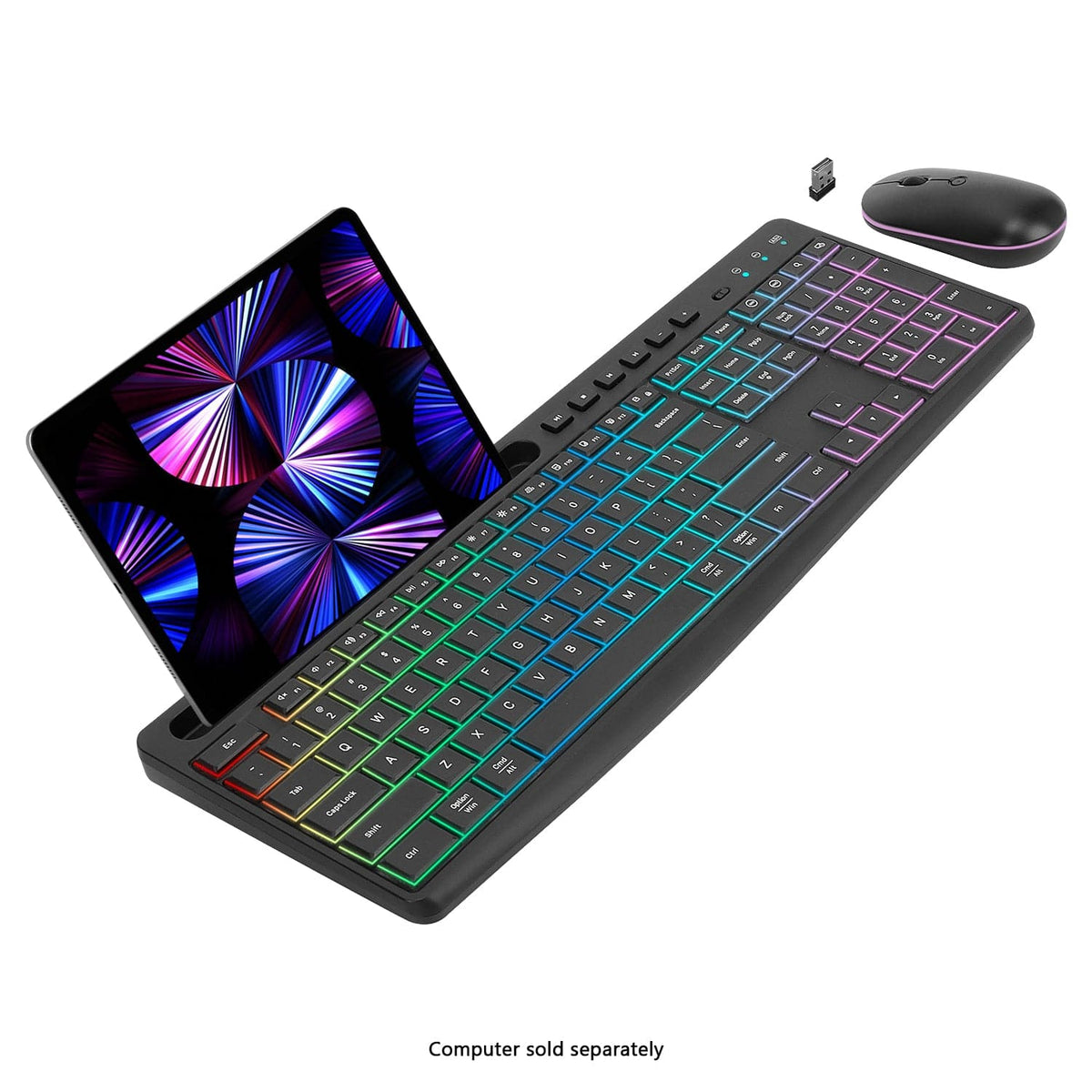 Angled KB19 keyboard with wireless receiver and mouse; tablet not included