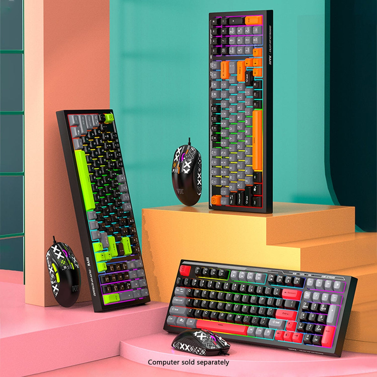 Green, orange and red SaharaCase 98-key keyboard options