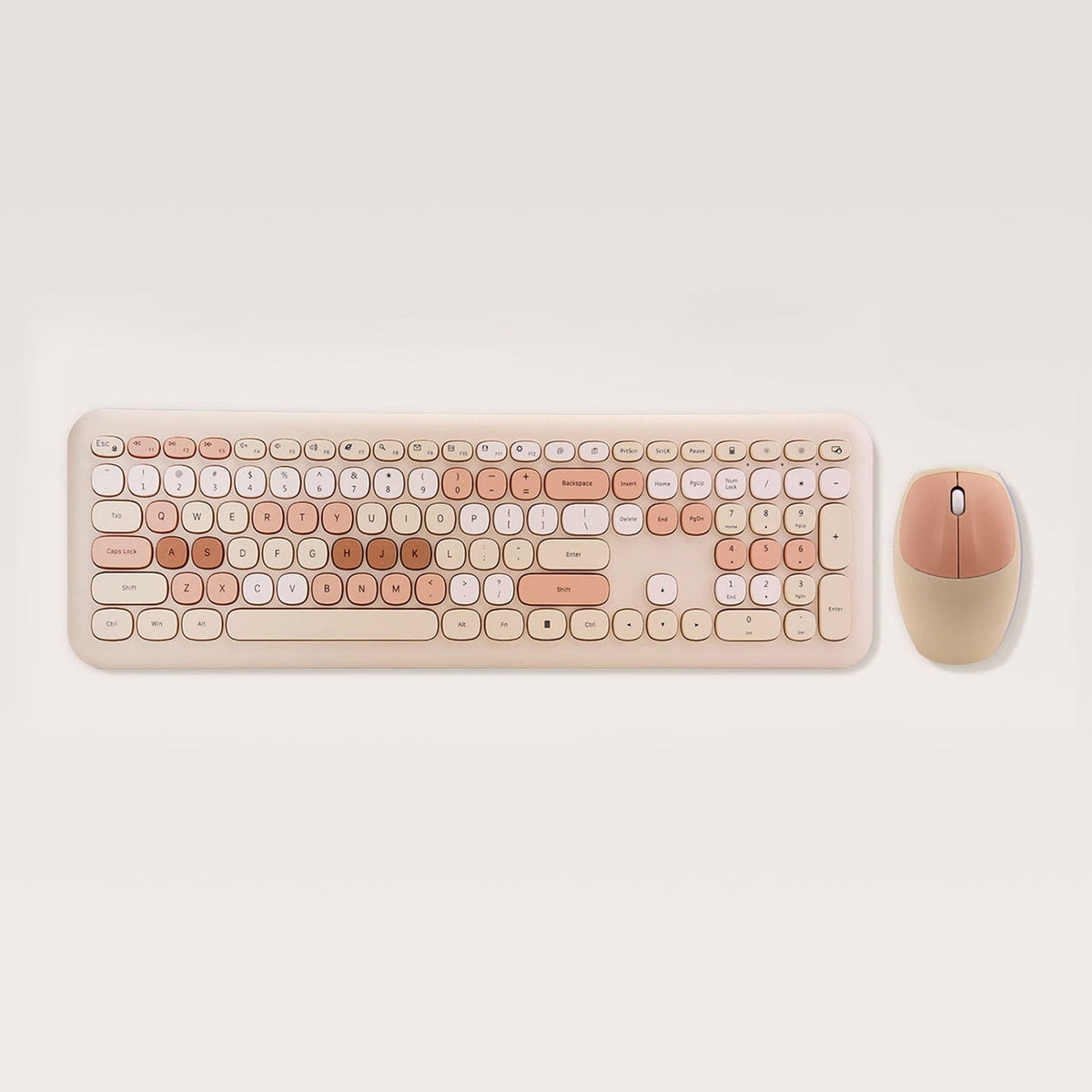 Top view of the KB7 beige keyboard and mouse set