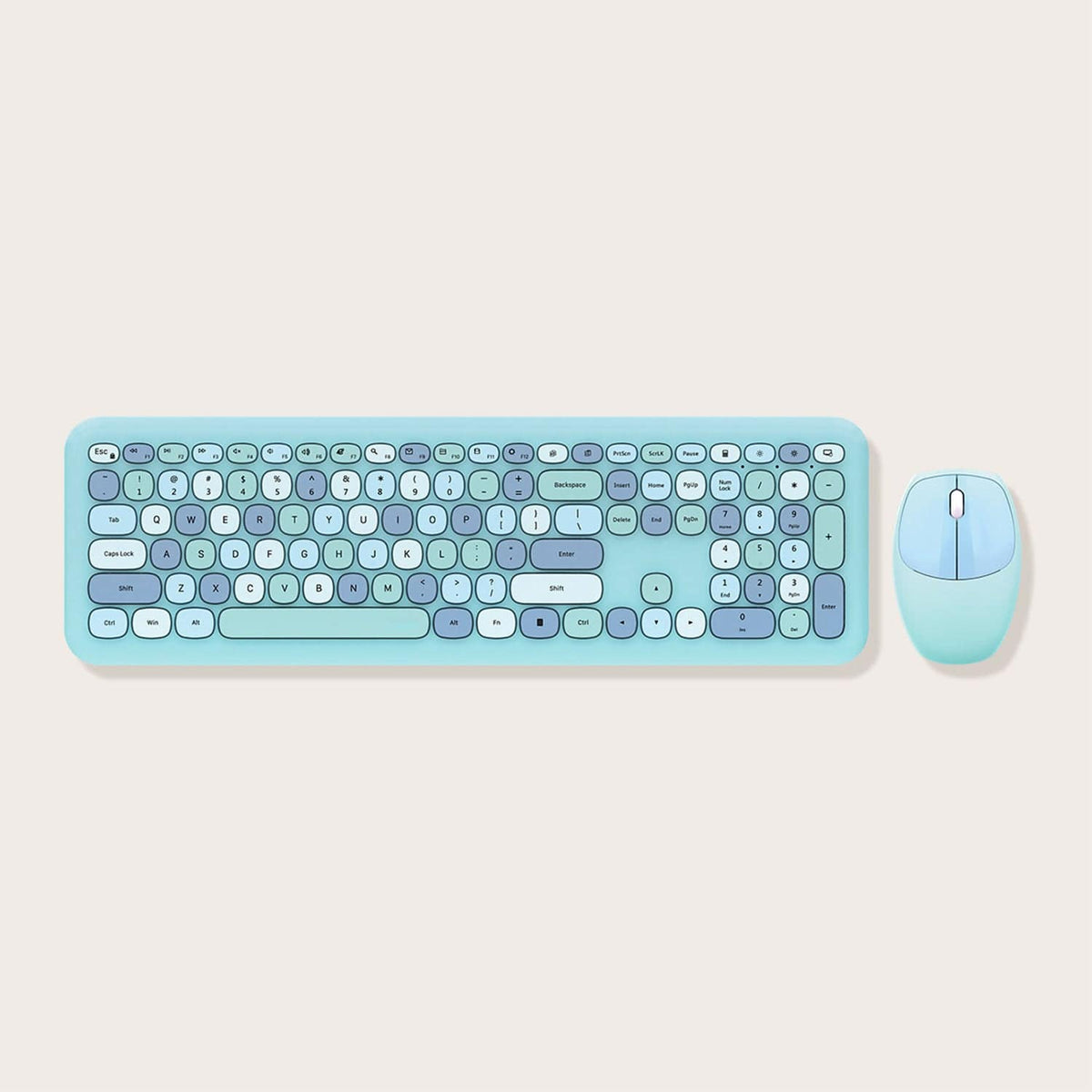 Top view of the KB3 aqua keyboard and mouse