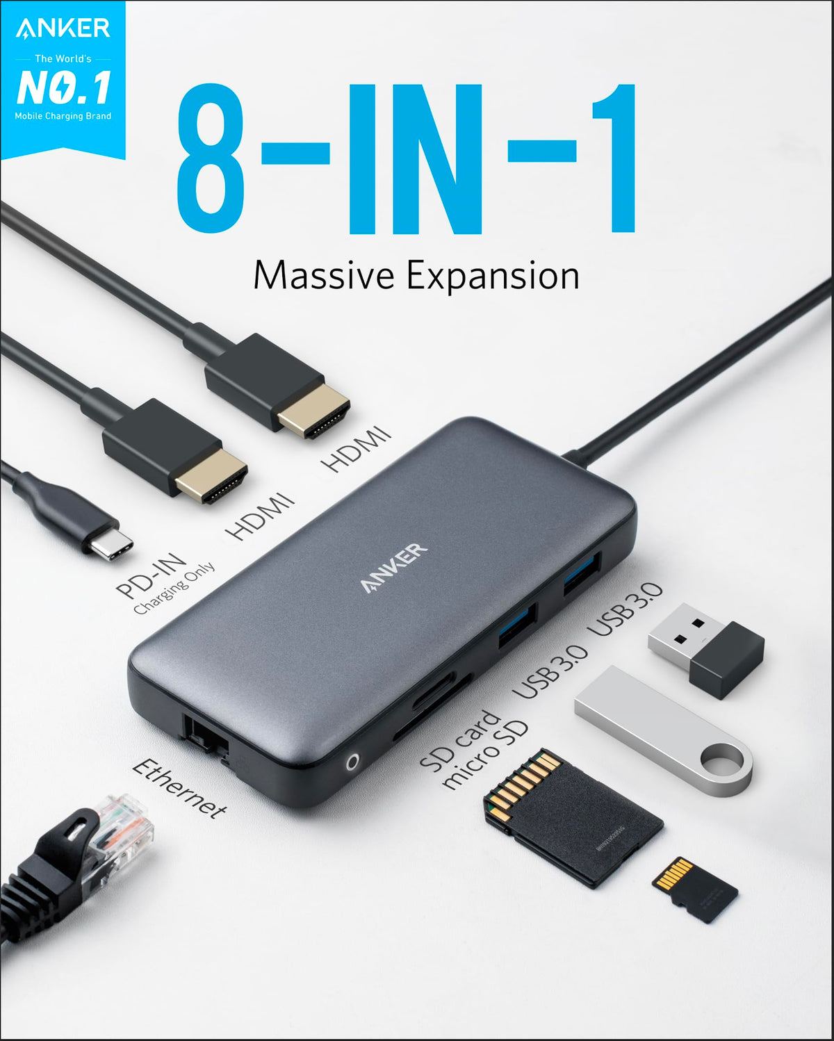 Anker 553 Dual-HDMI 8-in-1 USB-C Hub
