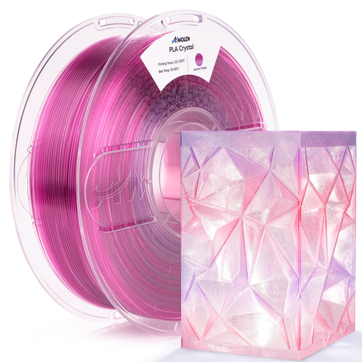 Amolen PLA Crystal-Transparent 1.75mm, 1KG/2.2LB