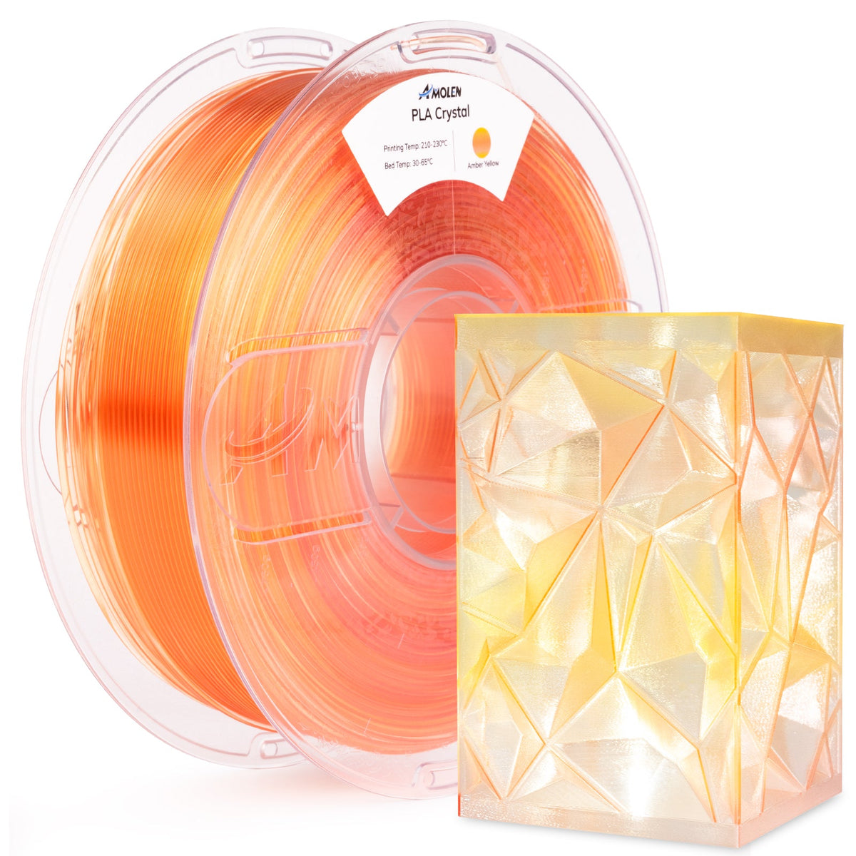 Amolen PLA Crystal-Transparent 1.75mm, 1KG/2.2LB