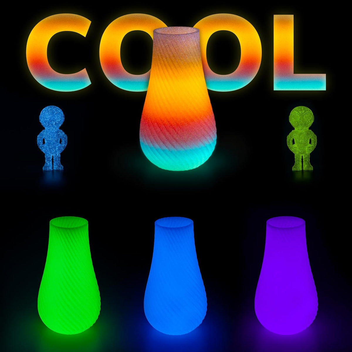 Amolen PLA Glow in the Dark Variety Pack (4x200g)