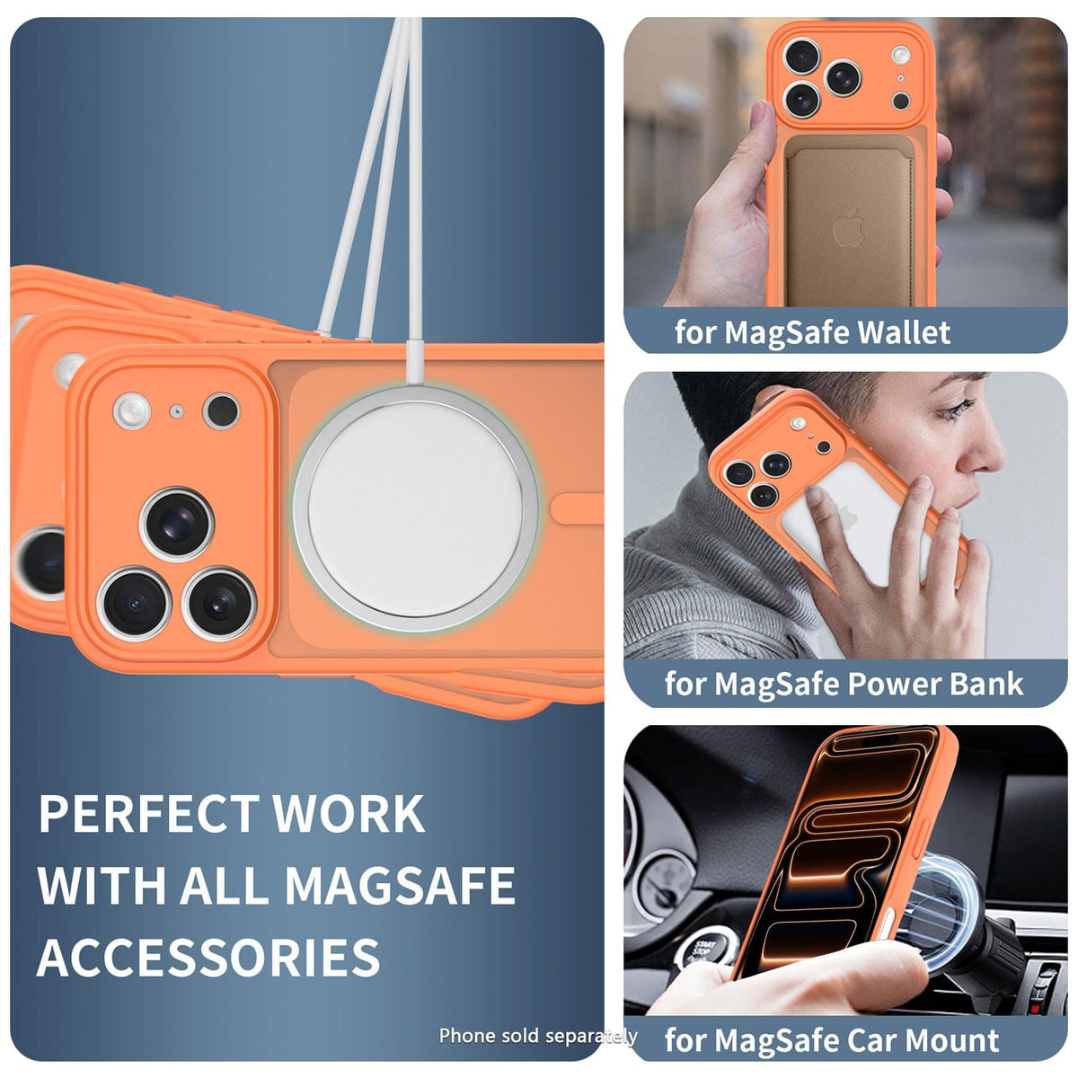 SaharaCase Venture Transparent Matte Slim Case for iPhone 17 Pro — MagSafe accessory examples