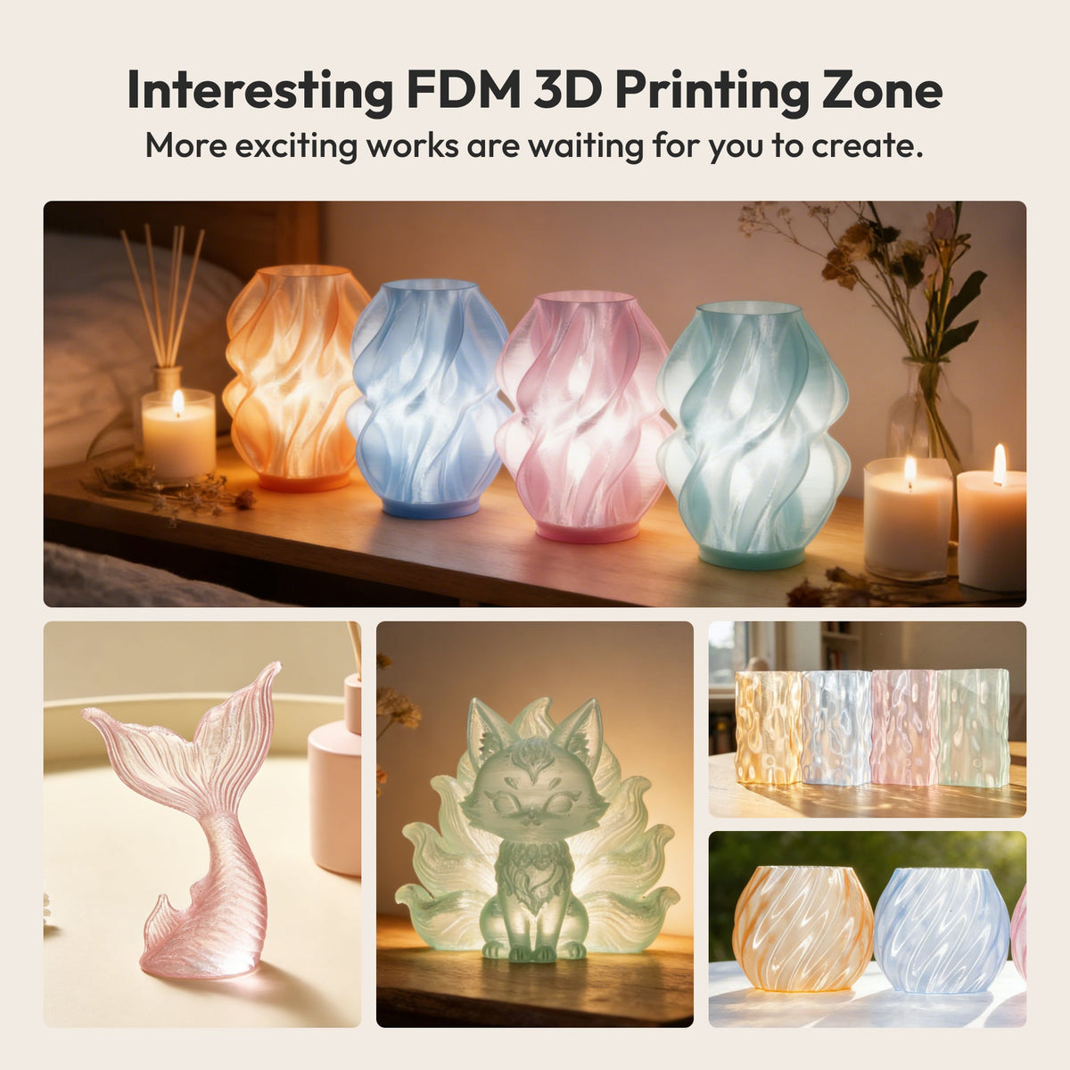 Amolen PLA Crystal-Transparent Gradient Variety Pack (4x200g)