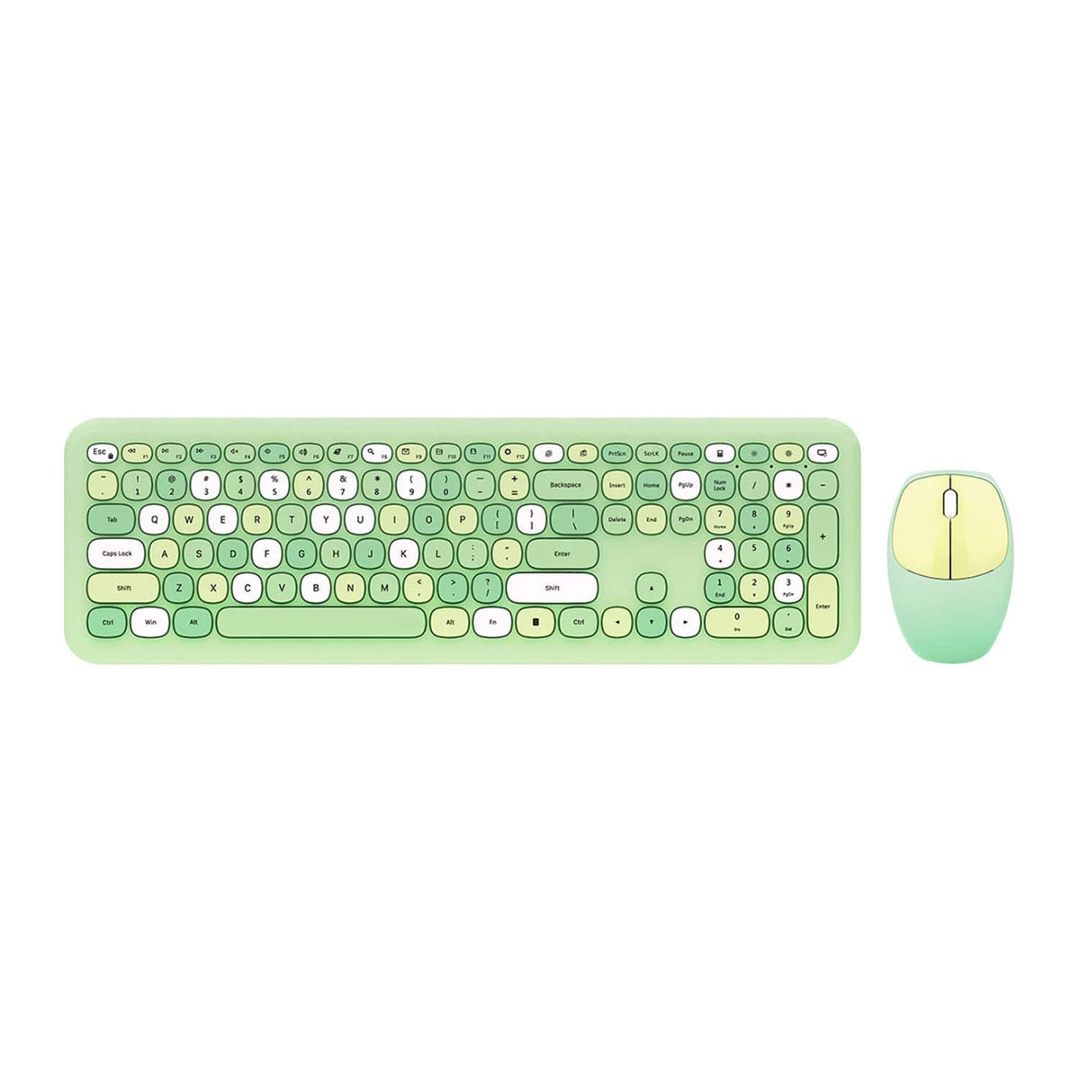 KB6 green keyboard and mouse on a white background