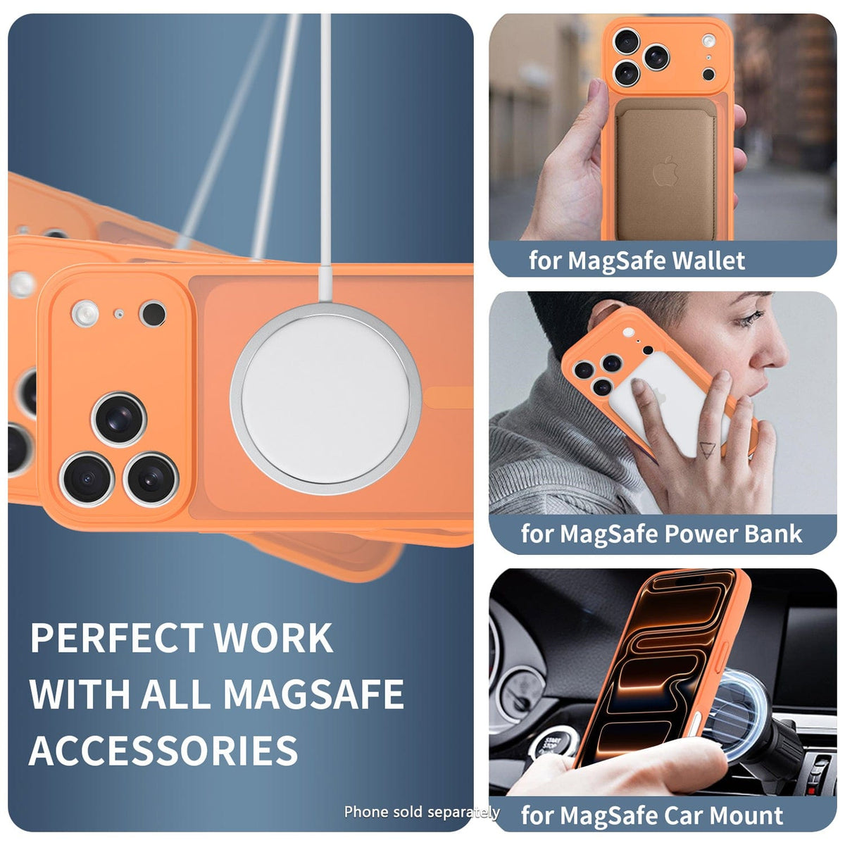 SaharaCase Venture Transparent Matte Slim Case for iPhone 17 Pro Max — MagSafe accessory examples