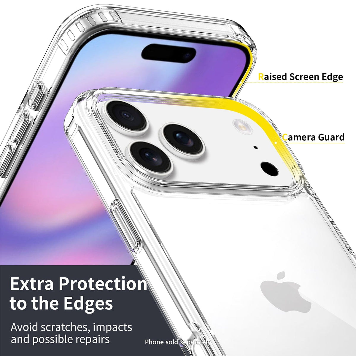 SaharaCase Venture Clear Case for iPhone 17 Pro Max — raised camera and screen edges