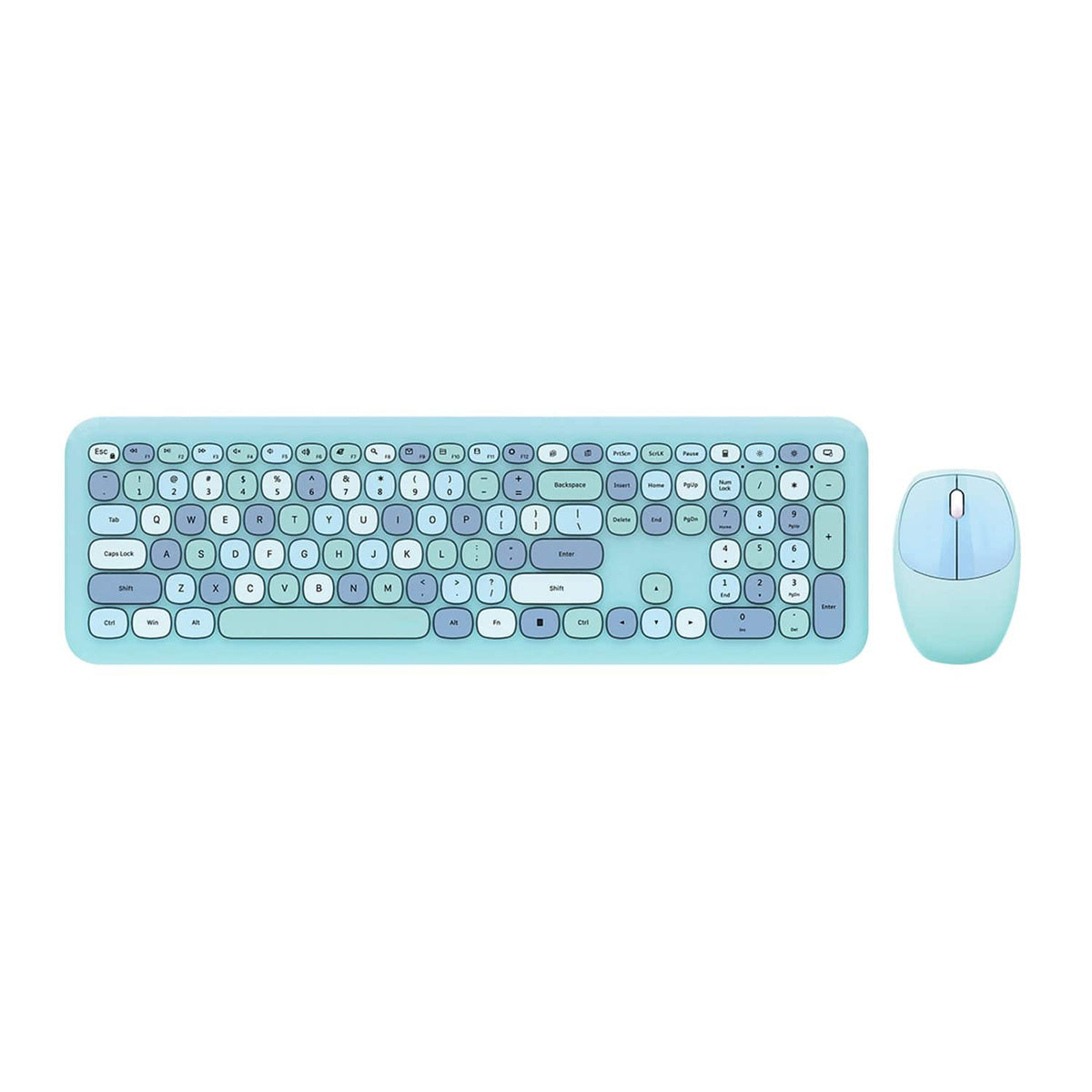 KB3 aqua keyboard and mouse on a white background