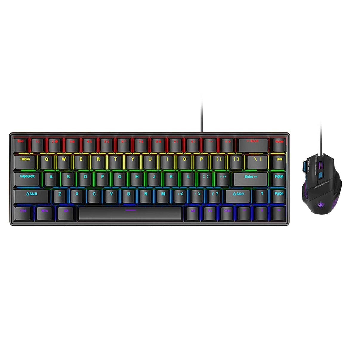 Top view of KB35 black keyboard and matching mouse