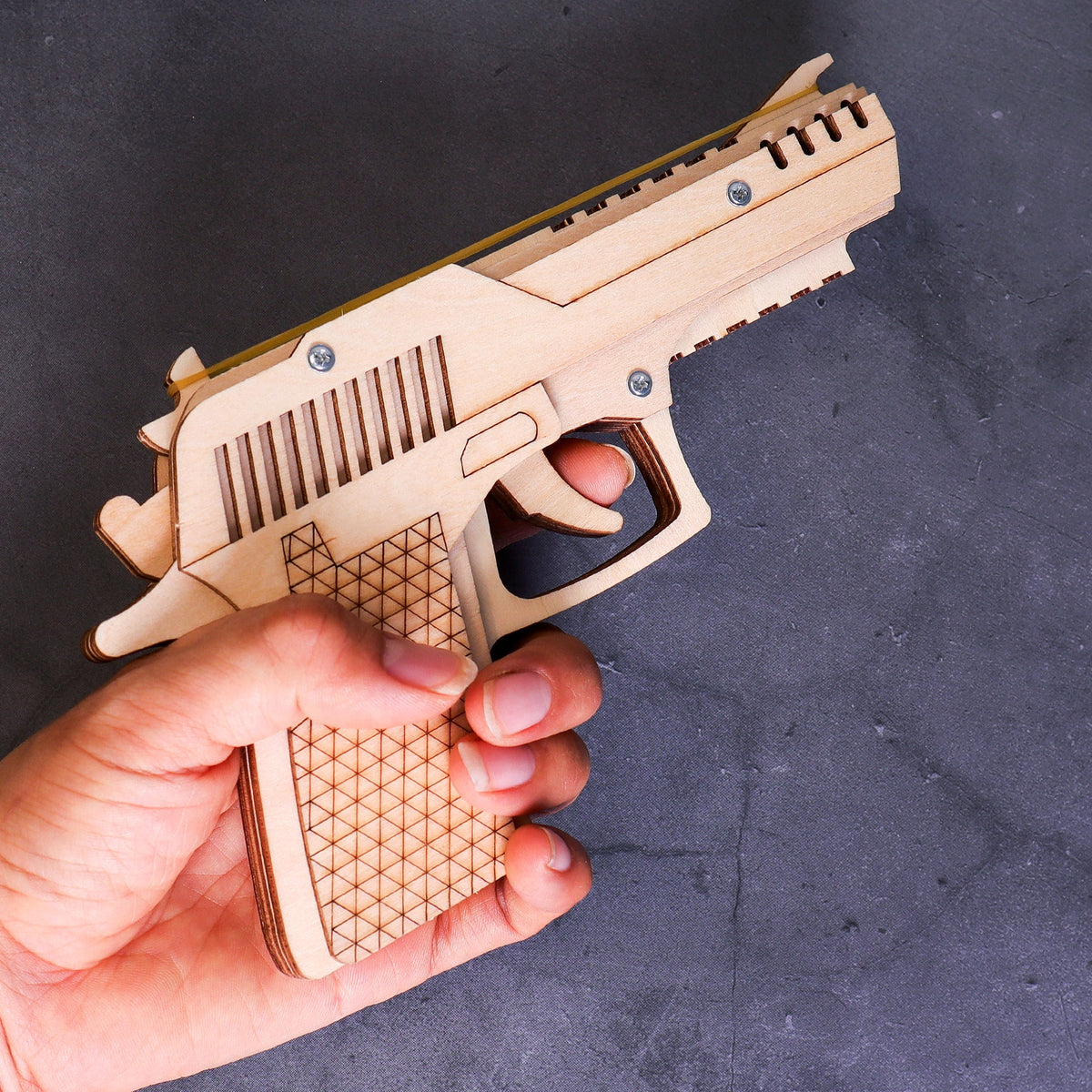 Kitsville Rubber Band Launcher Building Kit — grip detail