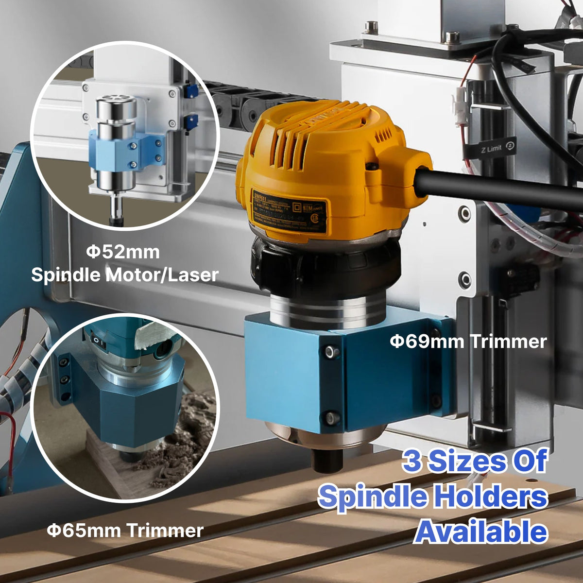 Genmitsu PROVerXL 6050 Plus CNC Router — 300W — optional spindle-holder and router examples