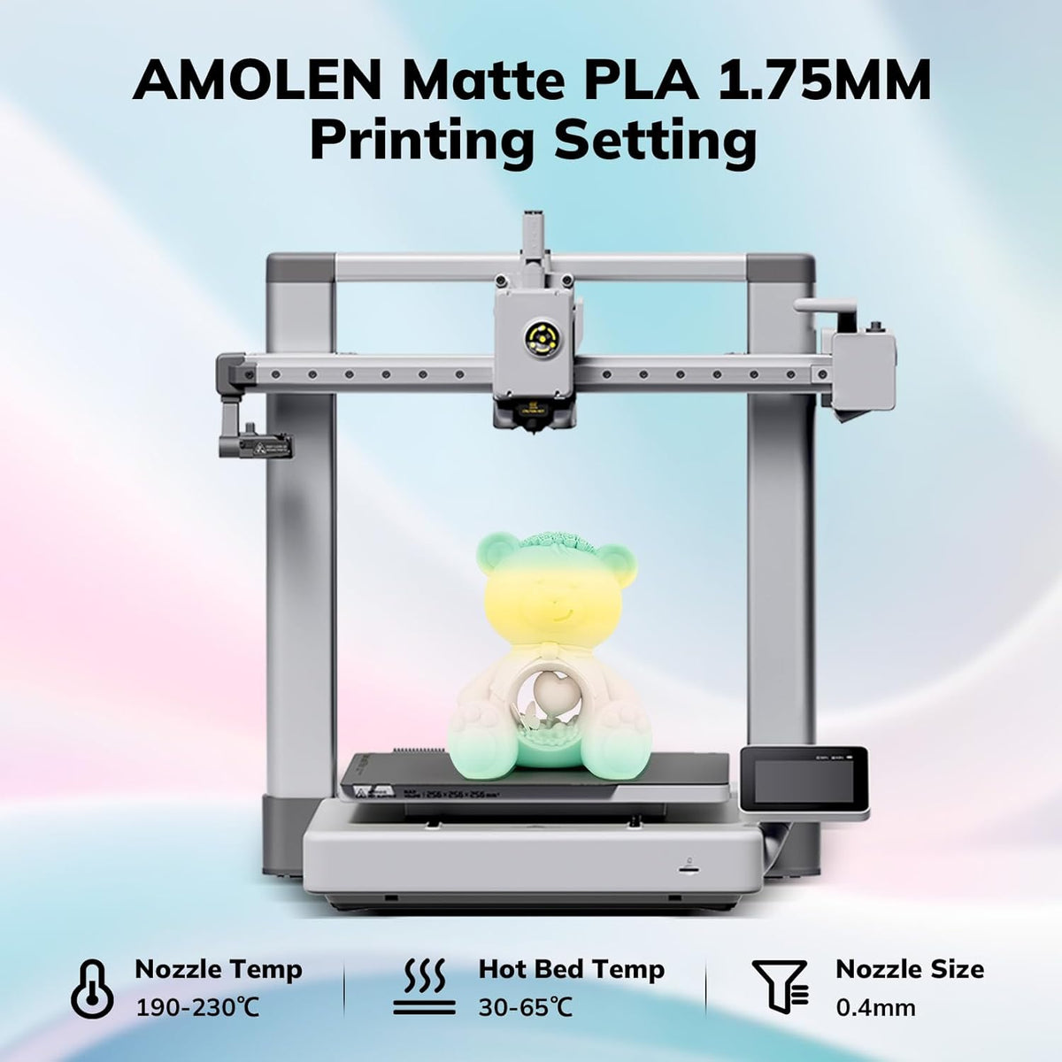Amolen PLA Matte Rainbow Filament 1.75mm, 1KG/2.2LB