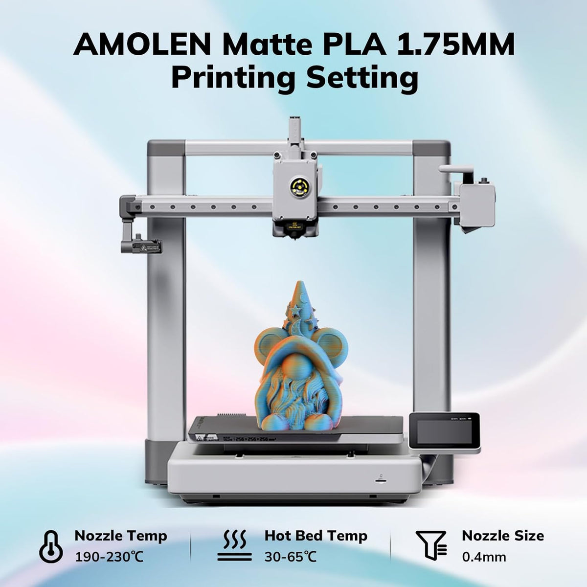 Amolen PLA Matte Triple Filament 1.75mm, 1KG/2.2LB