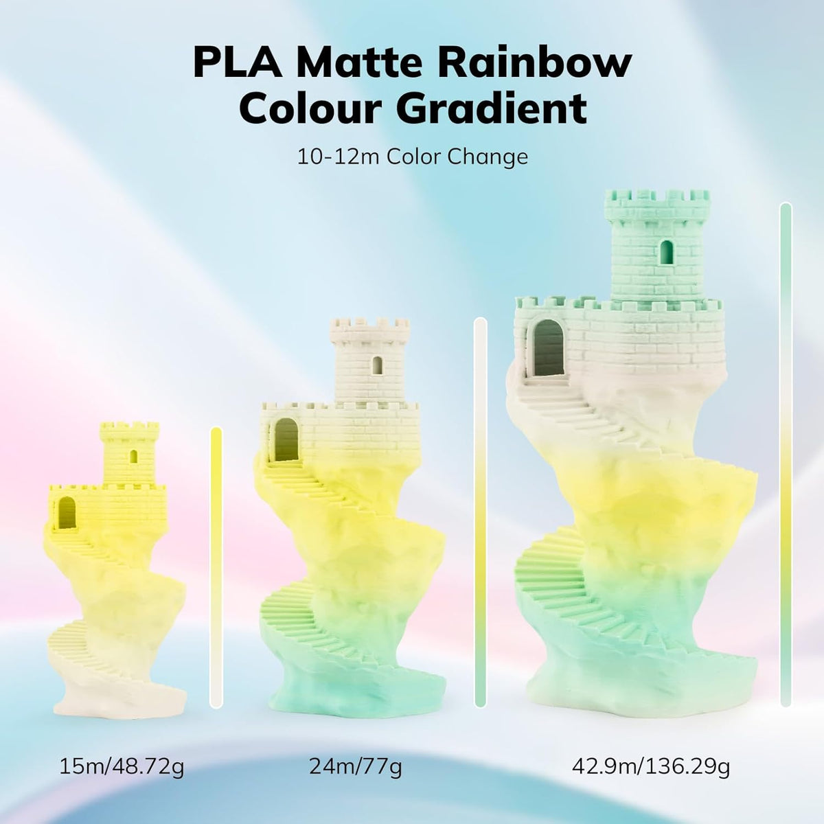Amolen PLA Matte Rainbow Filament 1.75mm, 1KG/2.2LB