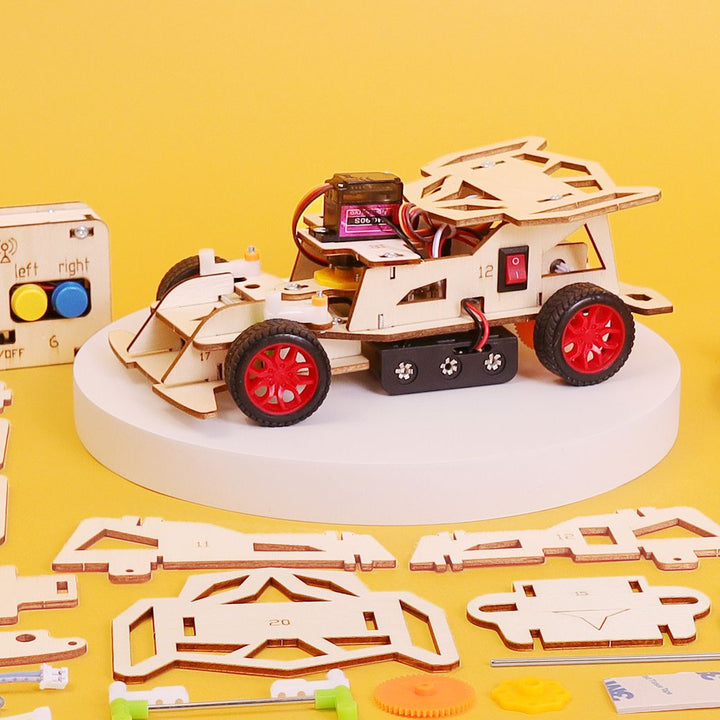 Kitsville Steering Remote-Controlled Car Kit — assembled car with controller and parts