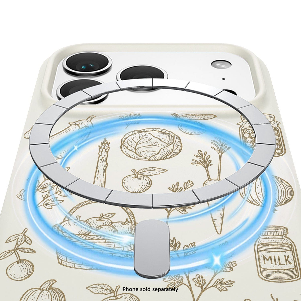 SaharaCase Inspire Silicone Case for iPhone 17 Pro — beige illustrated magnetic ring illustration