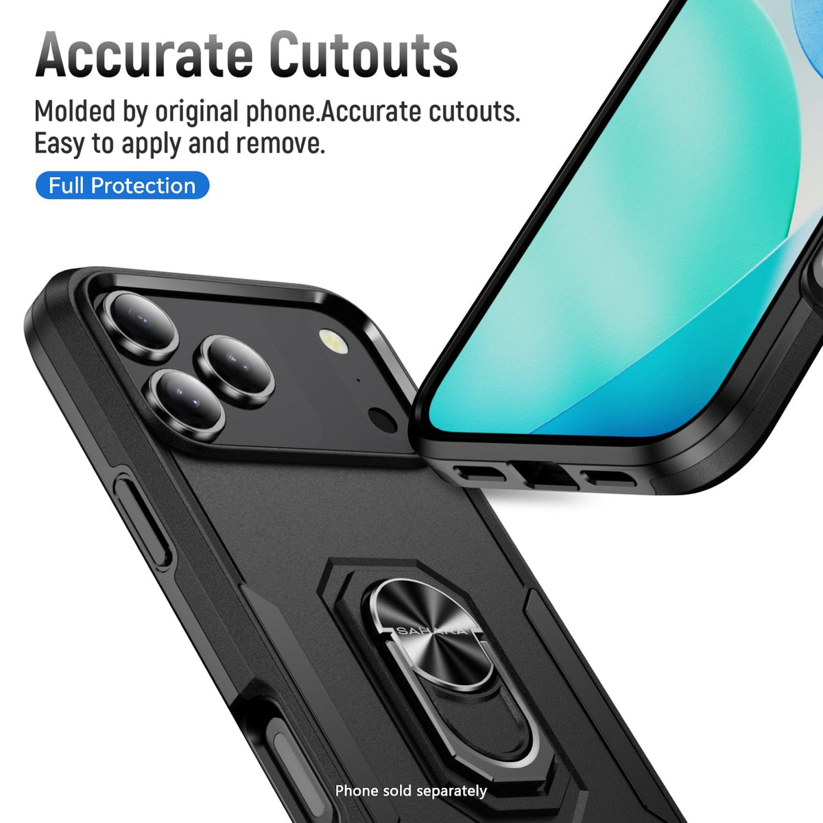 SaharaCase Raider Heavy-Duty Kickstand Case for iPhone 17 Pro — camera and port cutouts