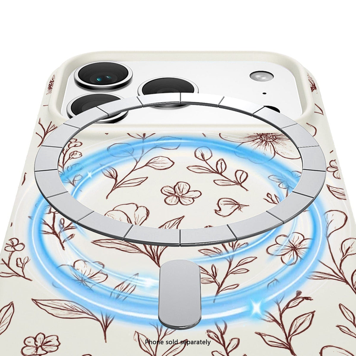 SaharaCase Inspire Silicone Case for iPhone 17 Pro — floral magnetic ring illustration