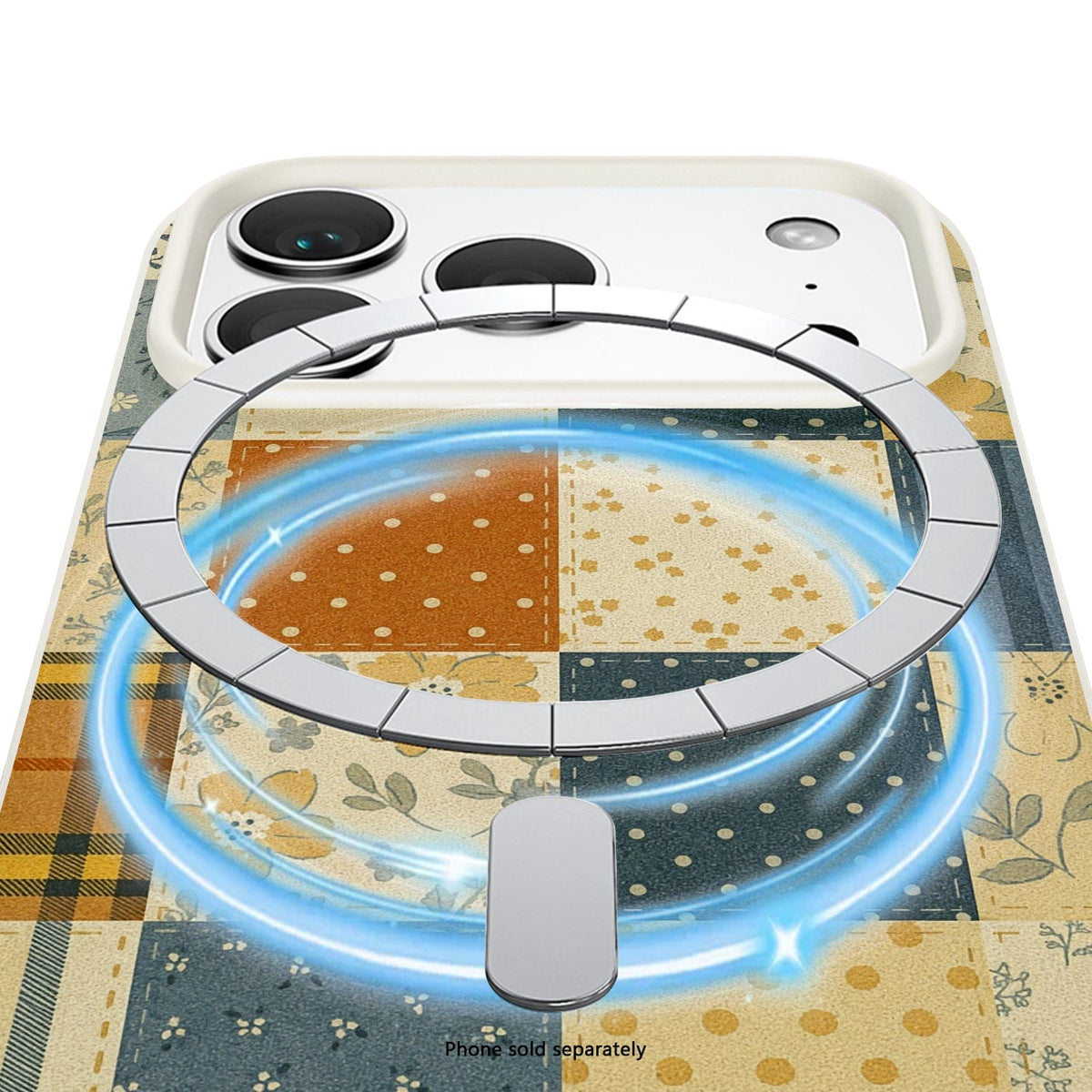 SaharaCase Inspire Silicone Case for iPhone 17 Pro — patchwork magnetic ring illustration