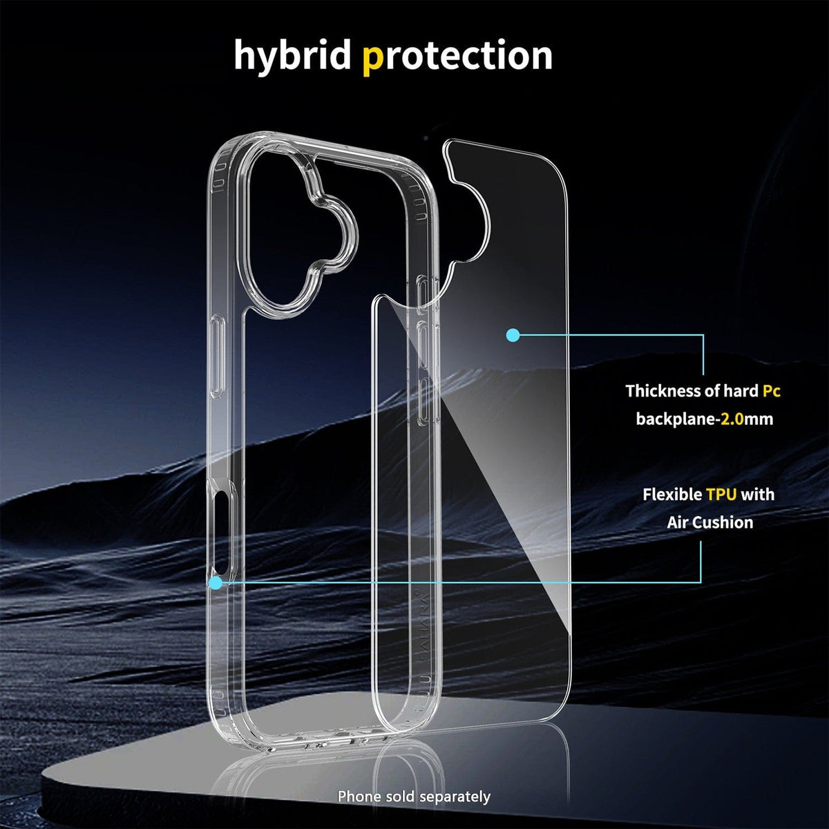 SaharaCase Venture Clear Case for iPhone 17 — layered case construction