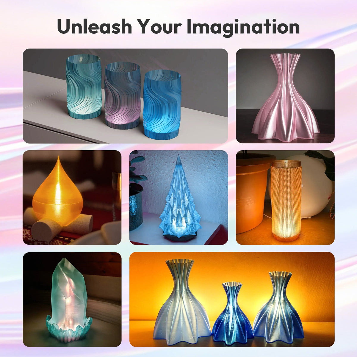 Amolen PLA Crystal-Transparent Gradient Variety Pack (4x200g)