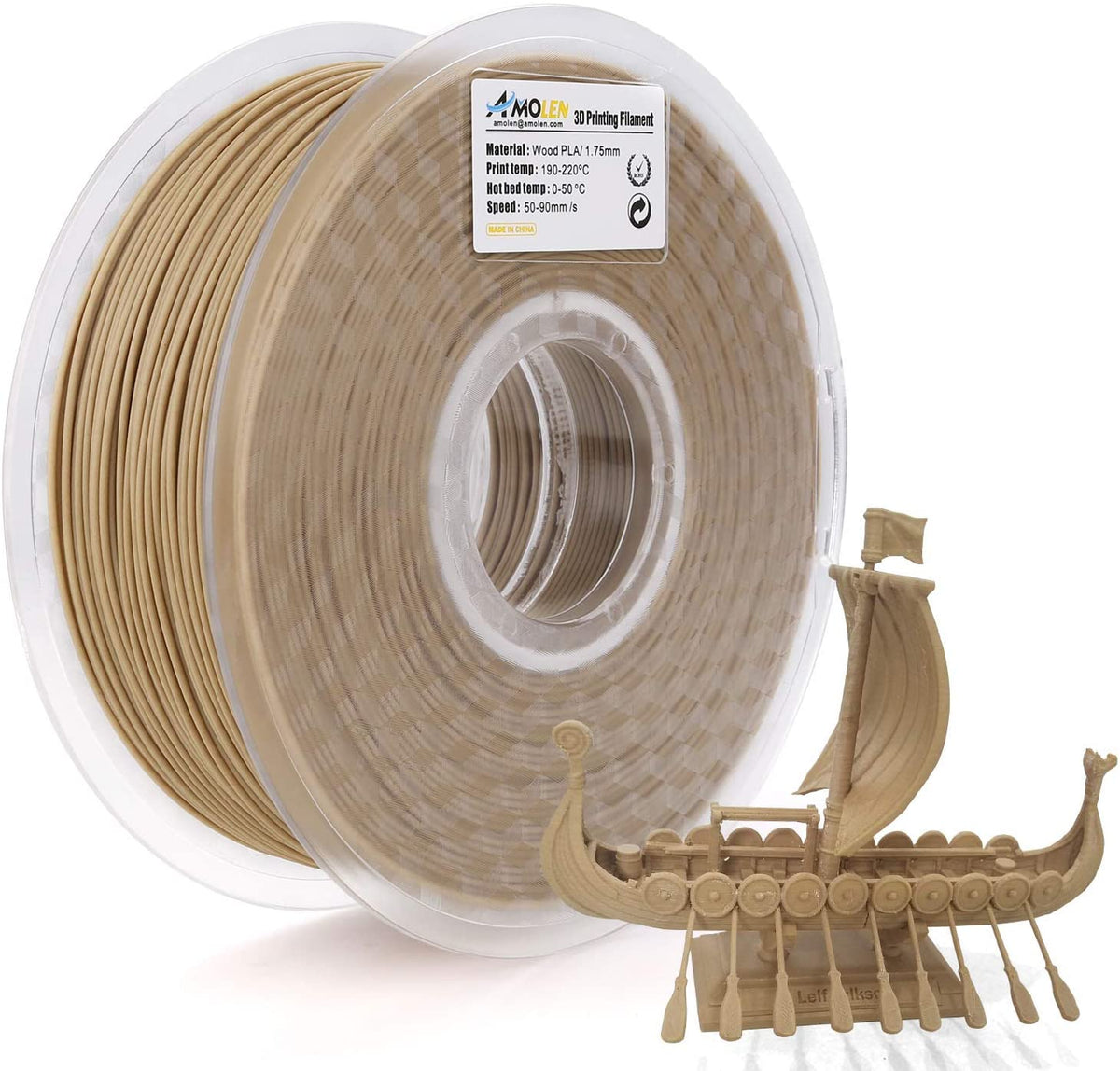 Amolen PLA Wood 1.75mm, 1KG/2.2LB