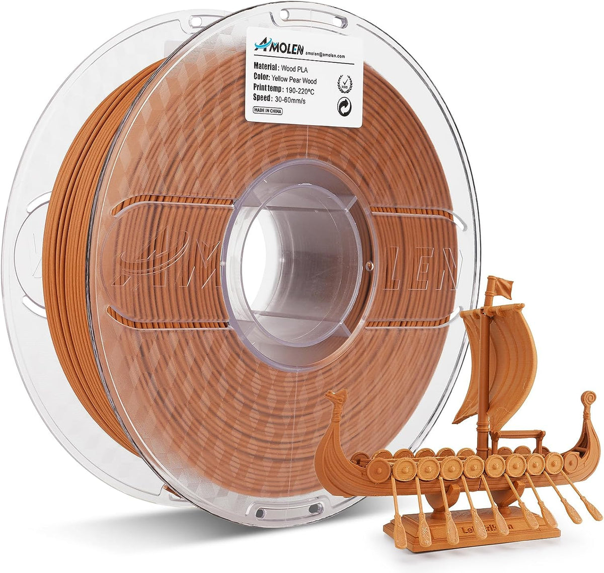 Amolen PLA Wood 1.75mm, 1KG/2.2LB
