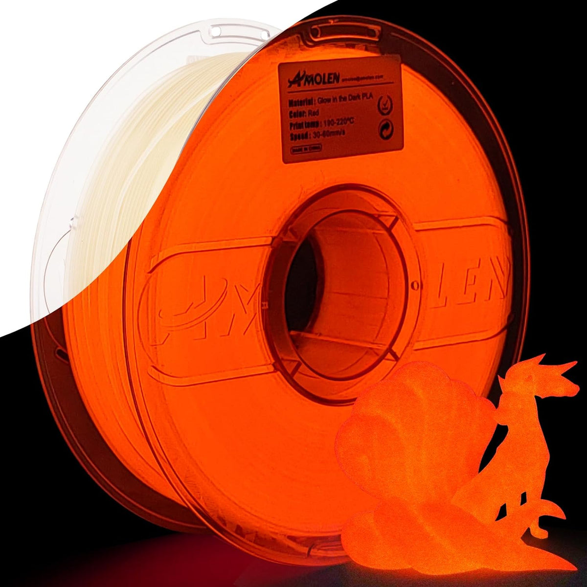 Amolen PLA Glow-in-the-Dark 1.75mm, 1KG/2.2LB