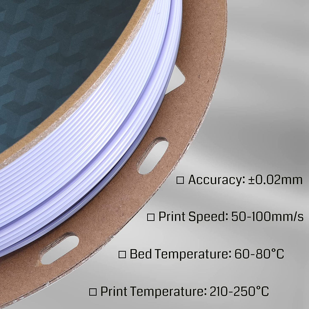 SainSmart Violet PETG spool with manufacturer printing settings