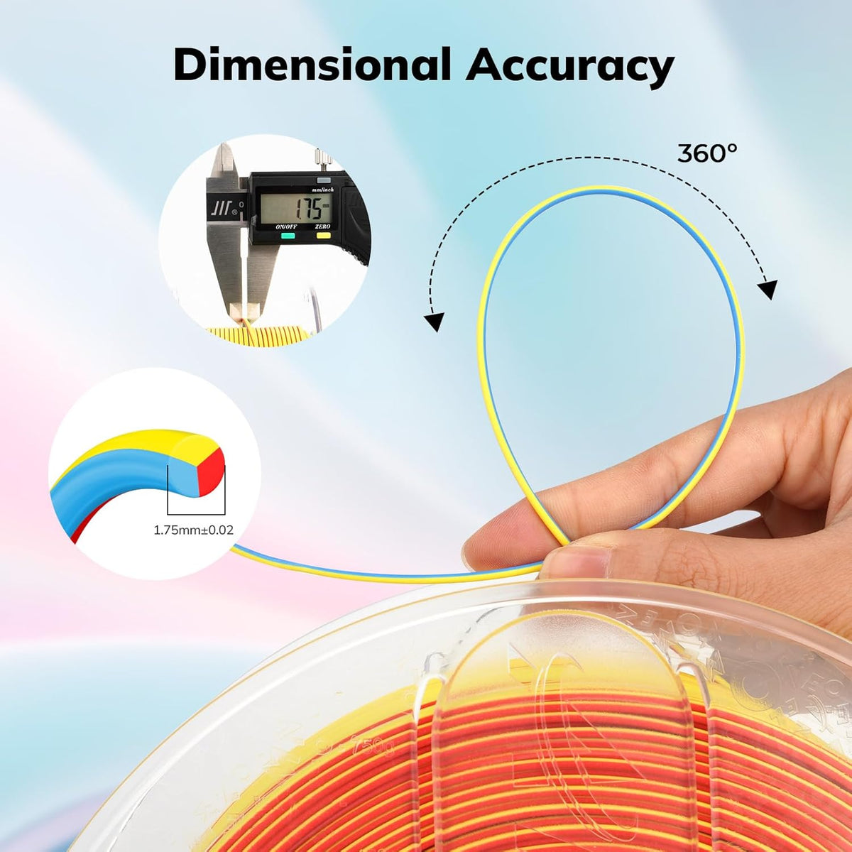 Amolen PLA Matte Triple Filament 1.75mm, 1KG/2.2LB