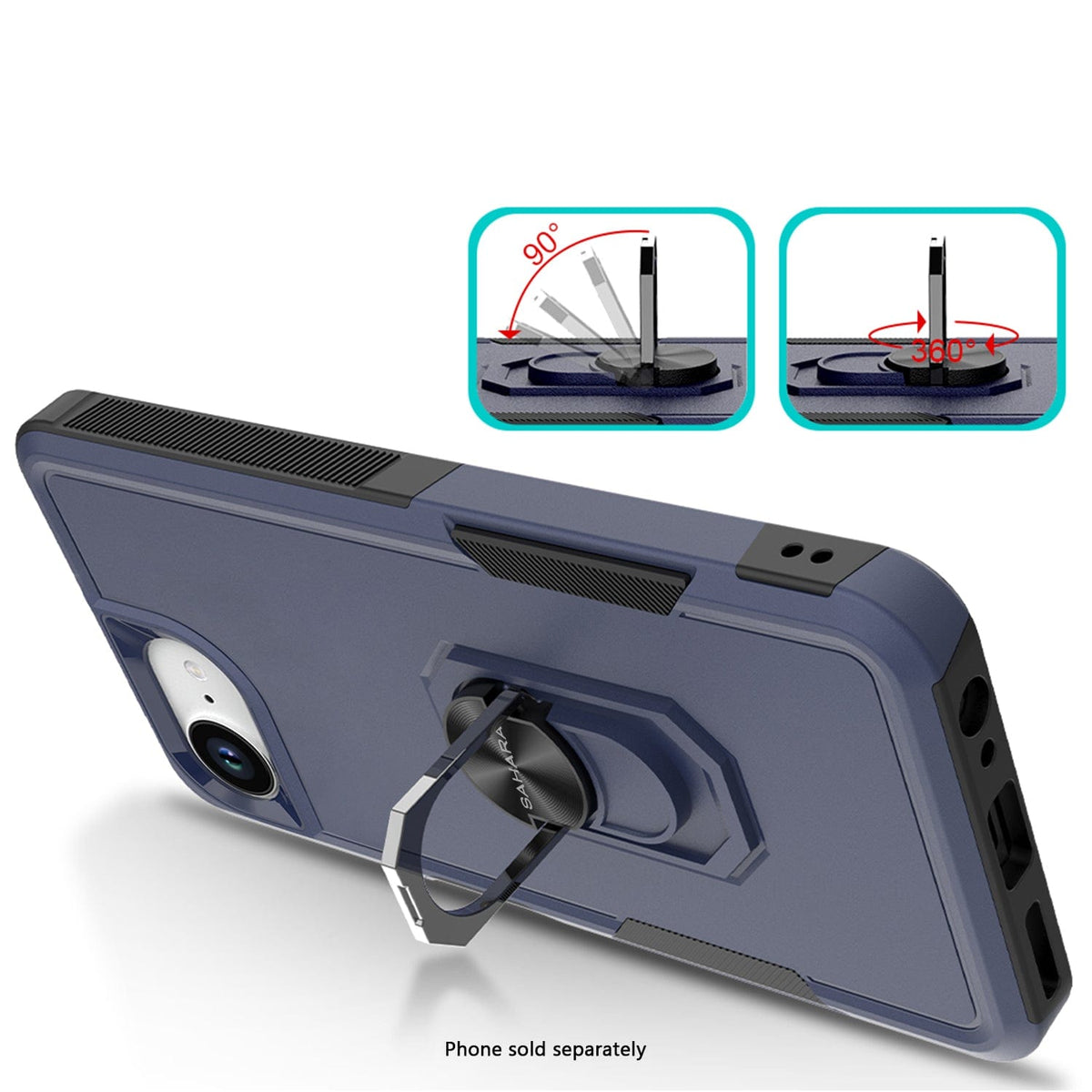 SaharaCase Raider Heavy-Duty Kickstand Case for iPhone 17e & iPhone 16e — case demonstration with phone