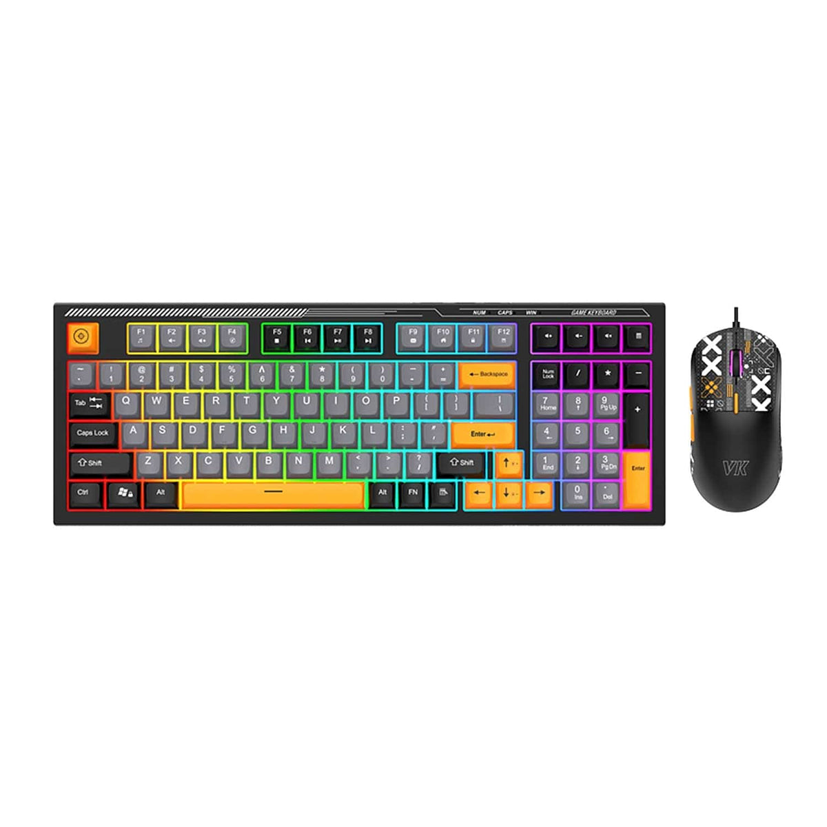 SaharaCase KB29 orange-accent 98-key keyboard and matching mouse