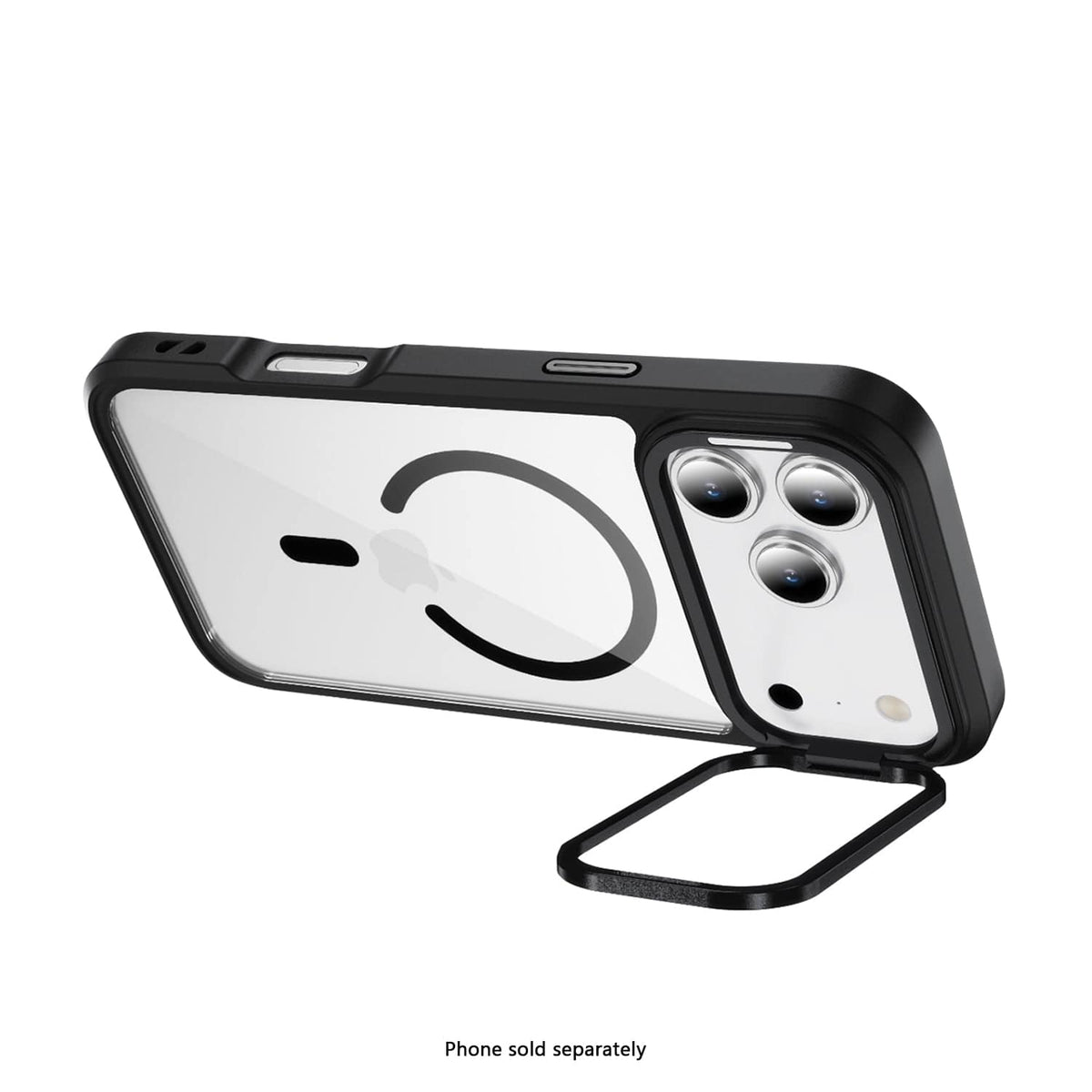SaharaCase Raider Clear Back Case for iPhone 17 Pro — black landscape stand