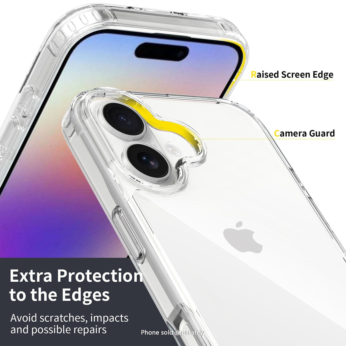 SaharaCase Venture Clear Case for iPhone 17 — raised camera and screen edges