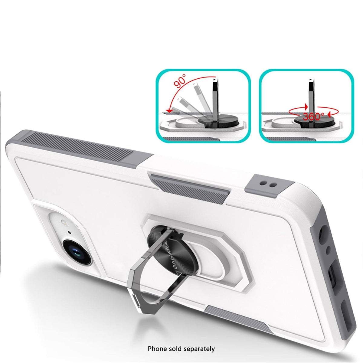 SaharaCase Raider Heavy-Duty Kickstand Case for iPhone 17e & iPhone 16e — case demonstration with phone