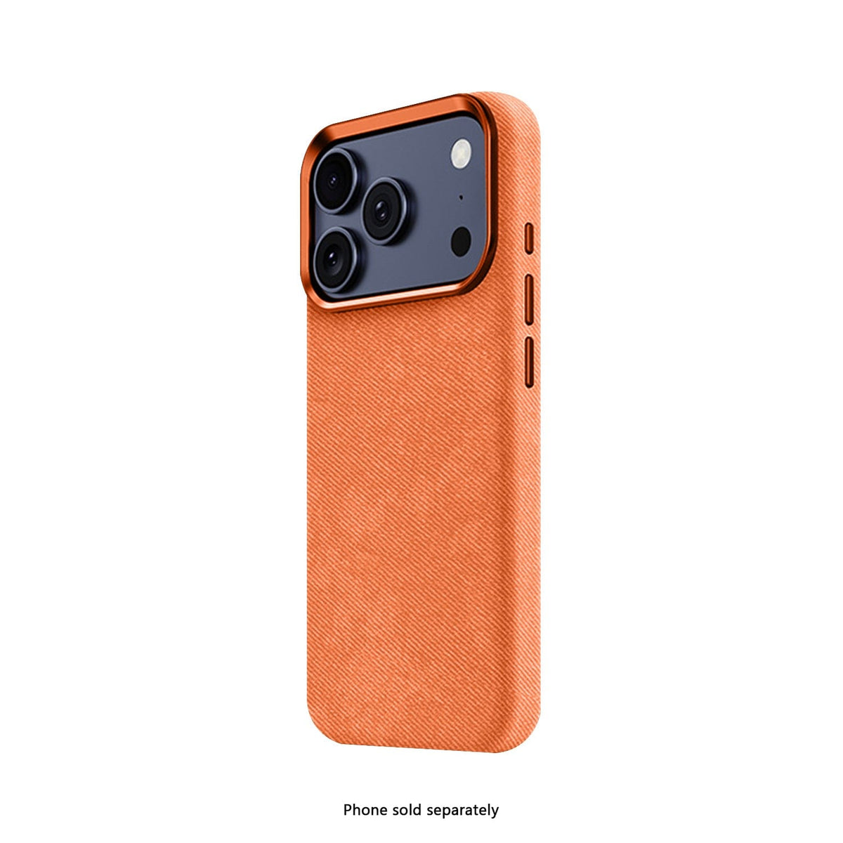 SaharaCase Indy Suede Leather Case for iPhone 17 Pro Max — orange angled rear view