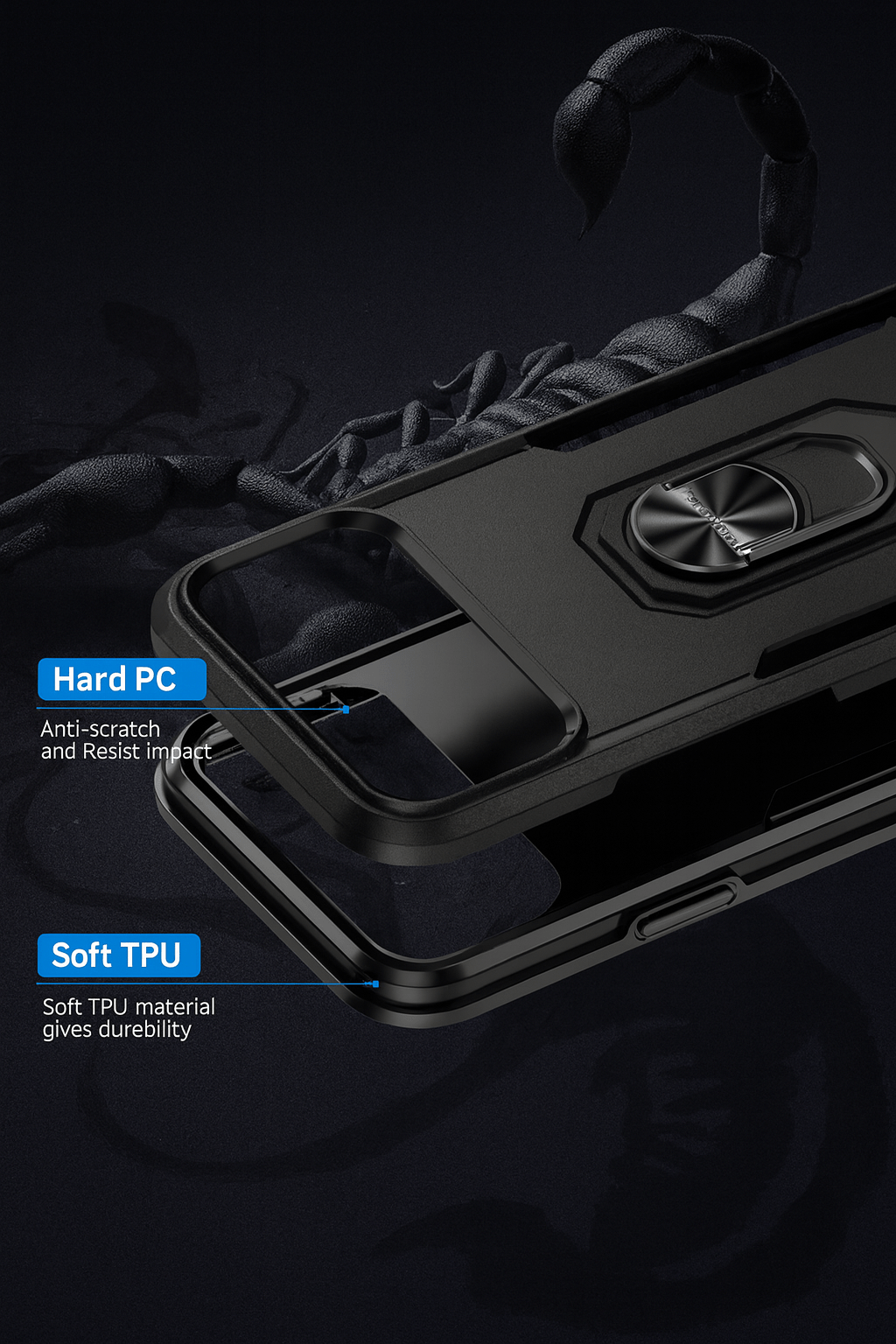 SaharaCase Raider Heavy-Duty Kickstand Case for iPhone 17 Pro Max — layered shell construction