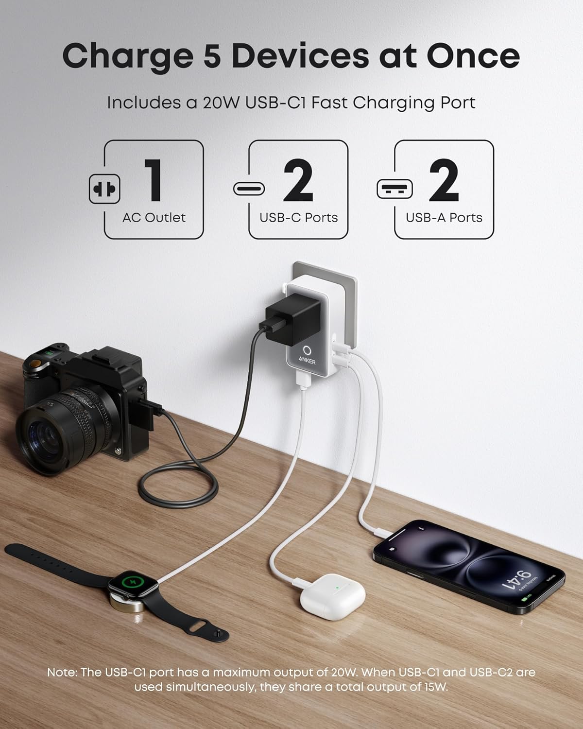 Anker Nano 20W 5-in-1 Travel Adapter