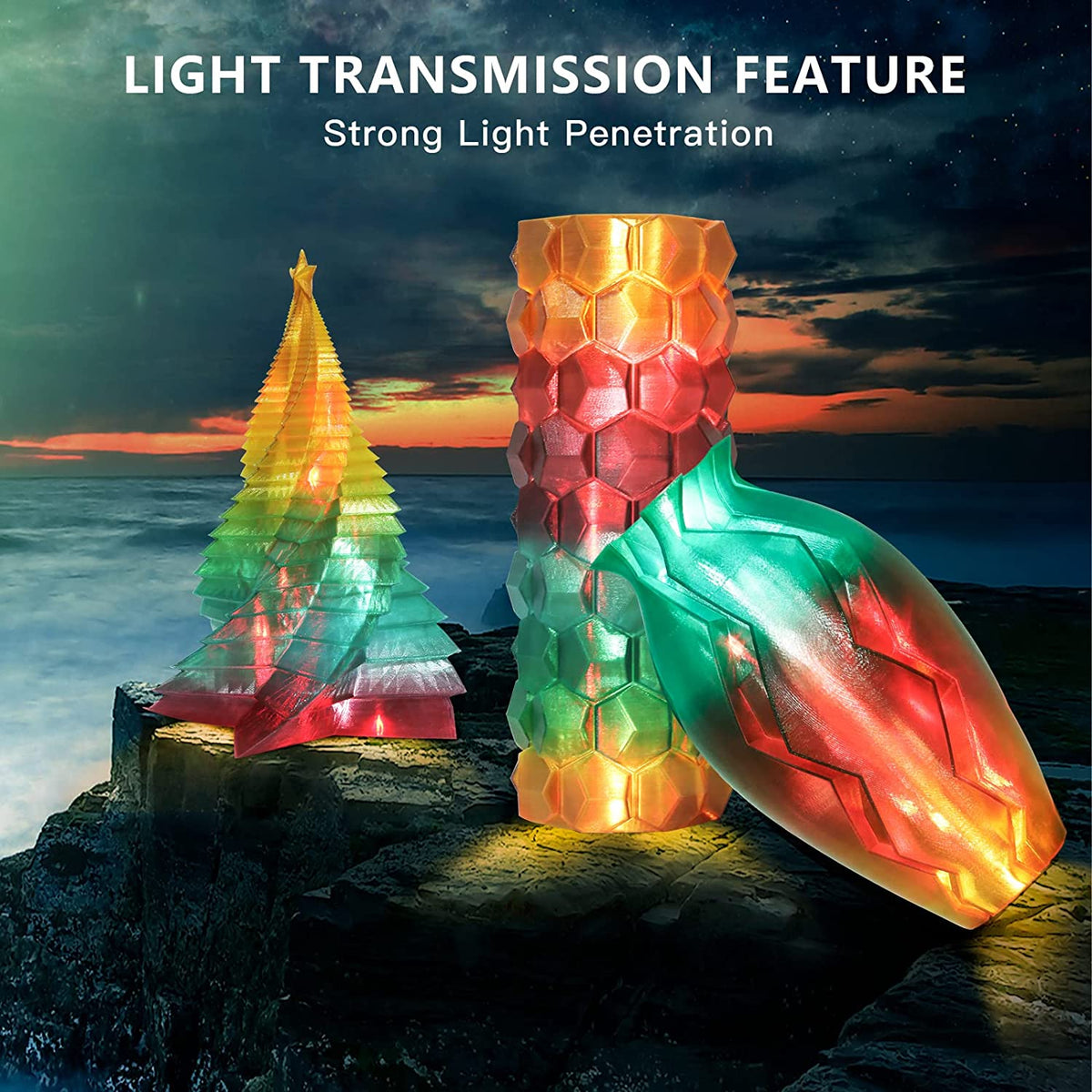 Amolen PLA Crystal-Transparent Gradient Variety Pack (4x200g)