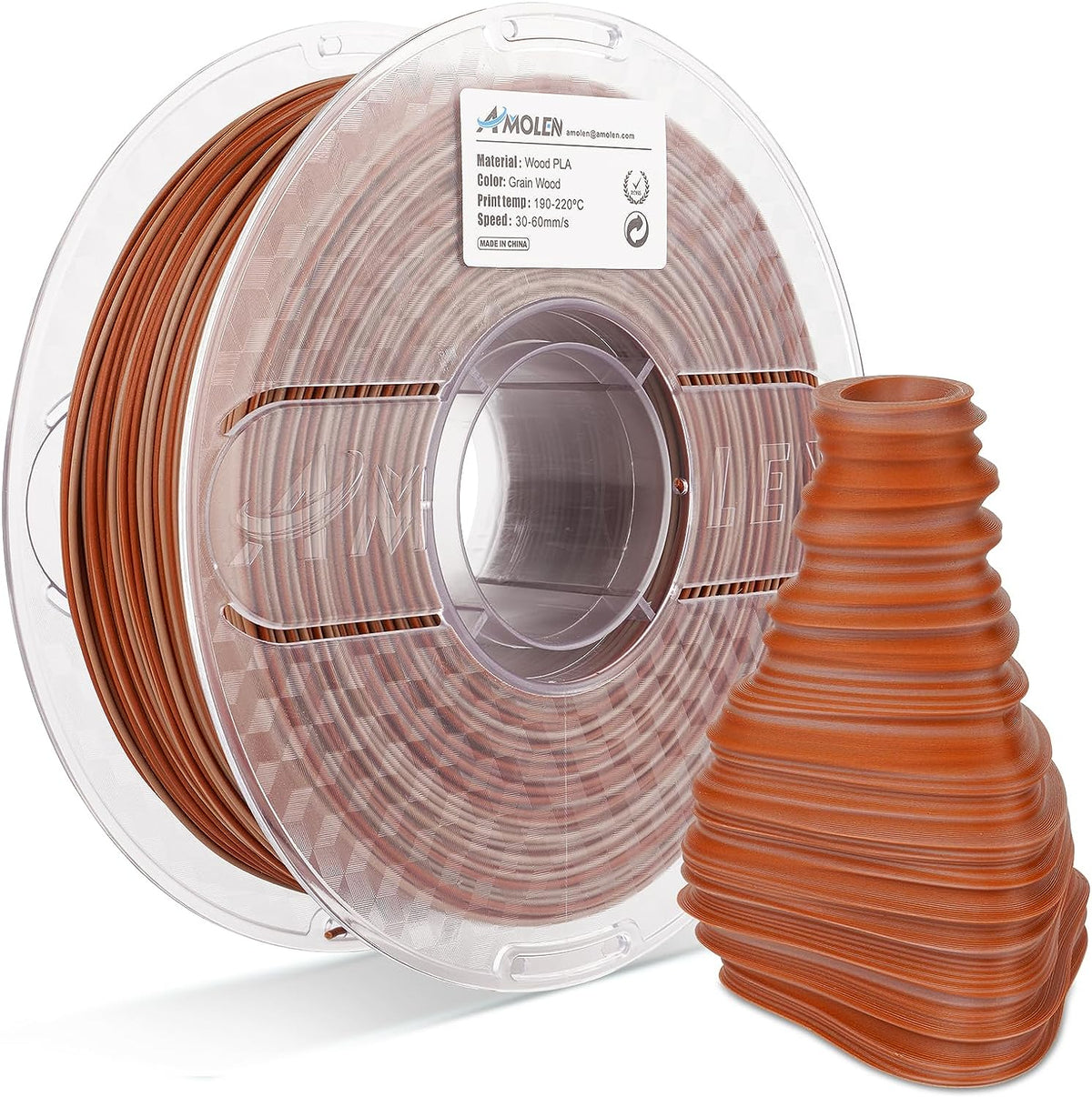 Amolen PLA Wood 1.75mm, 1KG/2.2LB
