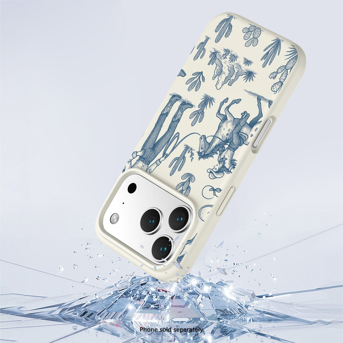SaharaCase Inspire Silicone Case for iPhone 17 Pro — blue desert patterned impact illustration