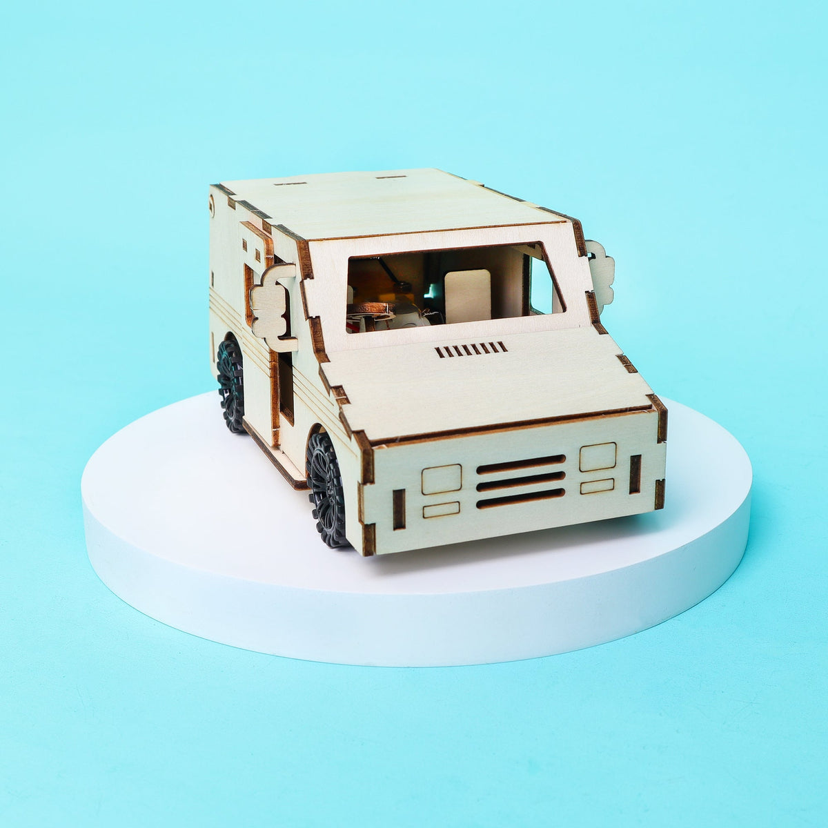 Kitsville Motorized Delivery Truck Building Kit — unpainted front view