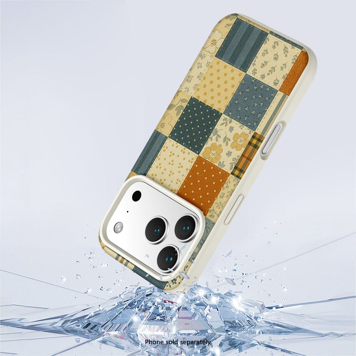 SaharaCase Inspire Silicone Case for iPhone 17 Pro — patchwork impact illustration