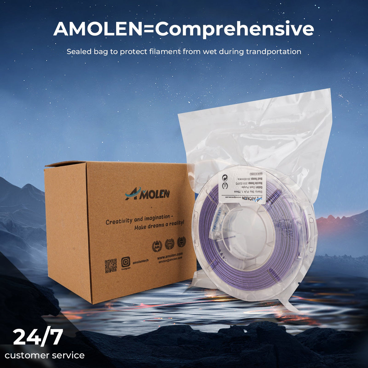 Amolen PLA Galaxy / Sparkle & Shiny Variety Pack (4x200g)