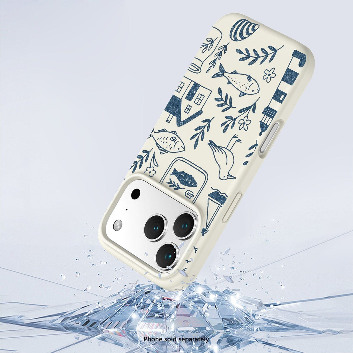 SaharaCase Inspire Silicone Case for iPhone 17 Pro — blue travel patterned impact illustration